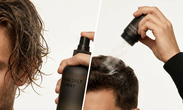Sea salt spray en texture powder naast elkaar