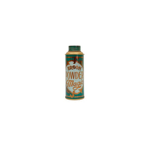 BROSH Styling Powder, vihreän sirotinpurkin etukuvakulma kuparinvärisillä kirjaimilla
