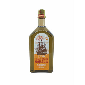 Ed. Pinaud Clubman Virgin Island Bay Rum, edestä kuvattu pullo laivaetiketillä