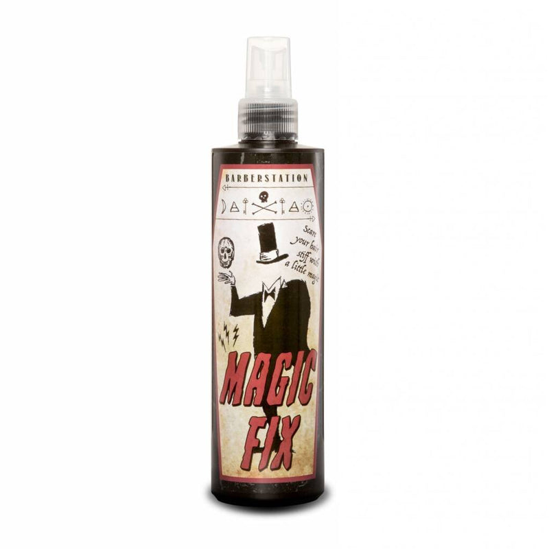 Barberstation Magic Fix Grooming Tonic - vooraanzicht sprayfles met vintage etiket