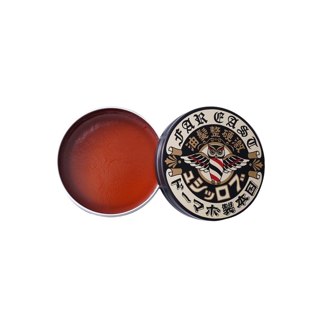 BROSH Hard Pomade, avattu purkki oranssilla sisällöllä valkoisella taustalla