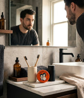 Murray's Original Pomade - blik op wastafel met man bij de spiegel