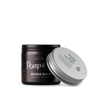 Pomp & Co. Beard Balm - pot met deksel ernaast, tekst Quality Craft Heritage