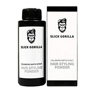 Slick Gorilla Hairstyling Powder, sirotin apinalogolla pakkauslaatikon vieressä