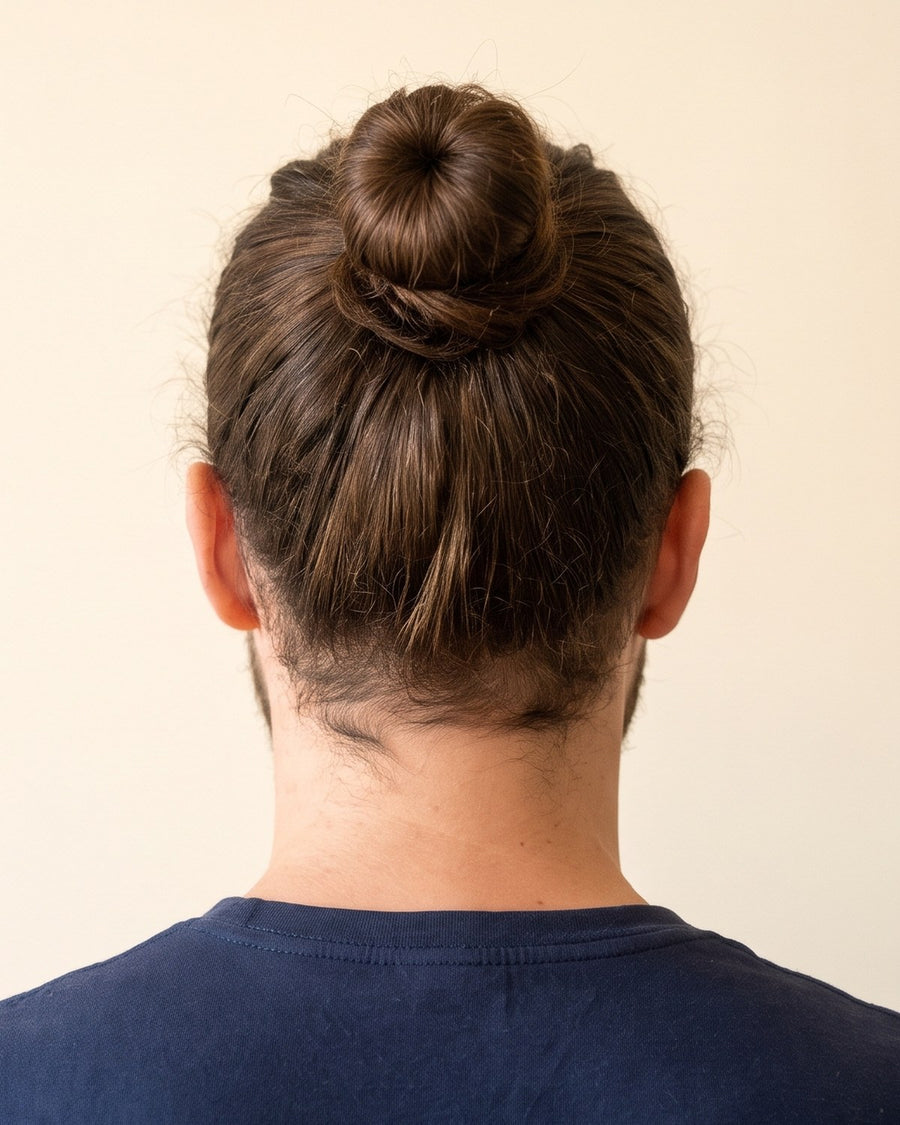 Man bun: takaa