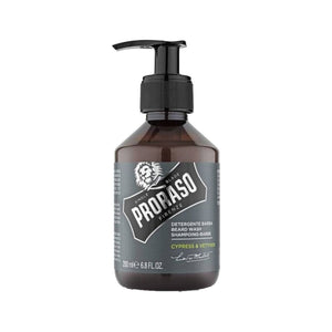 Proraso Partashampoo Cypress & Vetyver - etukuva ruskeasta pumppupullosta, jossa on harmaa etiketti
